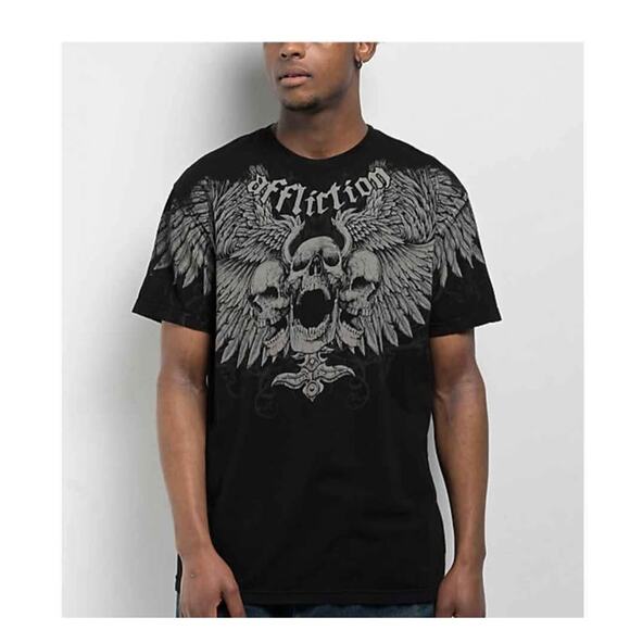 Affliction Desperation Guys Short Sleeve Black Graphic TShirt, L - Picture 1 of 5